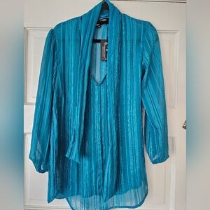 NWT Limited Edition Teal Jennafer Grace Tie Front Blouse